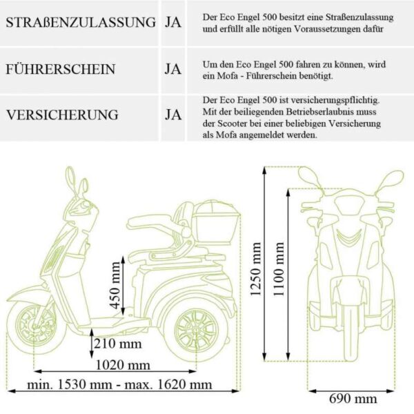 Dreirad Elektromobil, Seniorenmobil silber, 15 km/h, Senioren Roller – Bild 5