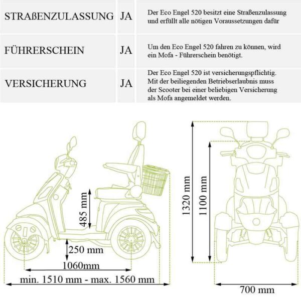 4-Rad Elektromobil, Seniorenmobil, rot, 1000 Watt, mit elektromagnetischen Bremsen – Bild 10
