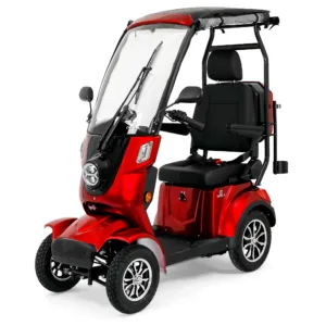 Deisla DS4-25 Vierrad mit Dach und Wetterschutz, Lithium-Akku, Rot, 25 km/h